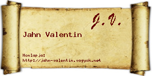 Jahn Valentin névjegykártya
